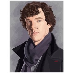 Картина по номерам на холсте Шерлок Sherlock (Бенедикт Камбербетч) - 9022 В 30x40