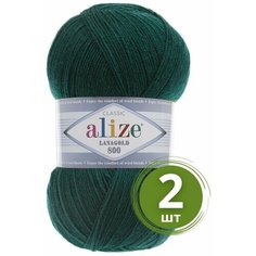 Пряжа Alize Lanagold 800 (Ланаголд 800) - 2 мотка Цвет: 426 темно-зеленый (Ланаголд 800) 49% шерсть, 51% акрил 100г 730м