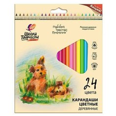 Карандаши трехгранные "Школа Творчества" 24 цвета (деревянные) Луч