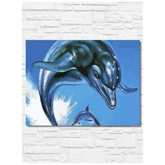Картина по номерам на холсте игра Ecco The Dolphin (Sega, Сега, 16 bit, 16 бит, ретро приставка) - 9928 Г 30x40