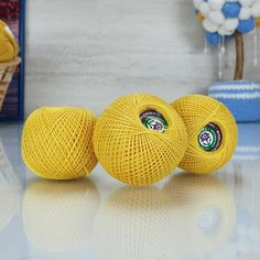 Пряжа ПНК им. С. М. Кирова Ирис 25гр. (ПНК), желтый - 0301, 100% мерсеризованный хлопок, 20 мотков, 25 г, 150 м.