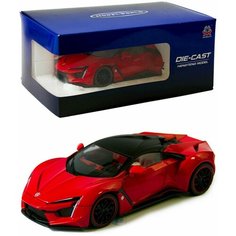 Металлическая машинка 1:24 "Lykan Hypersport" 53522-19, инерционная, свет и звук коллекционная масштабная модель / Красный Panawealth Inter Holdings