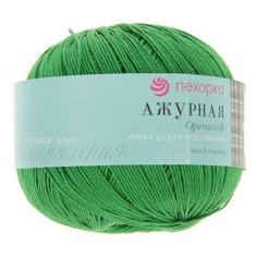Пряжа Пехорка Ажурная, 100 % хлопок, 50 г, 280 м, 1 шт., 480 яркая зелень