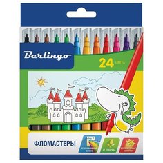 Фломастеры "Замки", 24 цвета, подарок - магнитная закладка Berlingo