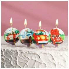 Набор свечей в торт "Машинки" 4 шт Страна Карнавалия