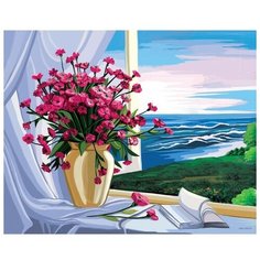 Алмазная мозаика с частичным заполнением «Фиалки на окне» 40х50 см, холст, ёмкость Школа талантов