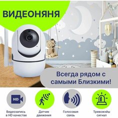 Видеоняня беспроводная, поворотная с Wi-Fi и двусторонней аудио связью Нет бренда
