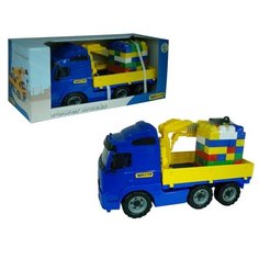 Игровой набор полесье 9586 Автомобиль-кран с манипулятором + Супер-Микс - 30 элем. на поддоне