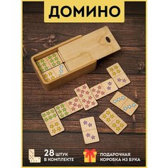 Домино детское в коробке из бука, развивающие деревянные карточки "Домино для детей: звездочки", фанера 4мм. Riform