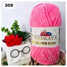 Пряжа плюшевая Himalaya Dolphin Baby/Хималая Долфин Беби/Бэби - ярко-розовый N 80309, 120м/100гр, 100% микрополиэстер, 1 шт, пряжа для игрушек