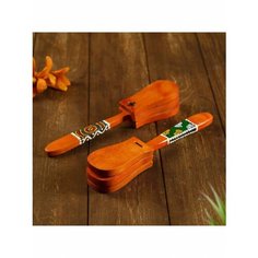 Музыкальный инструмент дерево "Кастаньет с узором" 4x5x23 см (комплект из 3 шт) Мастер