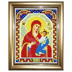 Алмазная мозаика "Богородица Иверская" 10,5Х14,5см в подарок золотая рамка для готовой работы НАСЛЕДИЕ