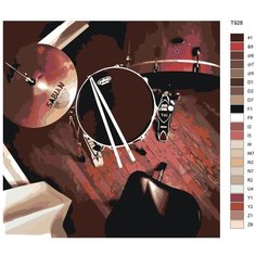 Картина по номерам T928 "Барабаны, музыкальный инструмент" 40x40 Brushes Paints