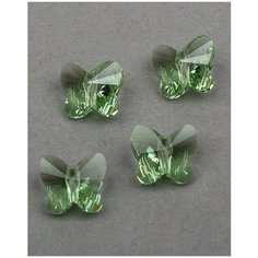 Бусины в виде бабочек Swarovski, цвет Peridot (#214), Размер 10 мм, 4 шт.