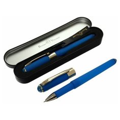Ручка шариковая, 0.5 мм, Bruno Visconti MONACO, стержень синий, корпус ярко-синий, в металлическом футляре