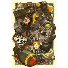 Картина по номерам на холсте fallout довоенный постер апокалипсис инвентарь - 2464 40X60