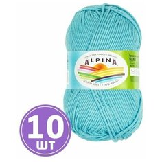 Пряжа детская для вязания крючком, спицами Alpina Альпина NANA классическая средняя, хлопок/полиамид, цвет №15 Ярко-голубой, 105 м, 10 шт по 50 г