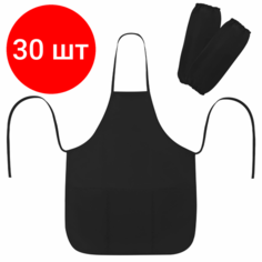 Комплект 30 шт, Фартук с нарукавниками для уроков труда пифагор, малый, полиэстер, 39х49 см, черный, 270921