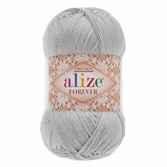 Пряжа ALIZE FOREVER, св. серый - 168, 100% микрофибра акрил, 5 мотков, 50 г, 300 м.