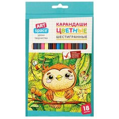 Карандаши цветные 18 цветов ArtSpace "Милые зверушки" (L=177мм, D=6.4мм, 6гр) картон, европодвес (CP_41021), 16 уп.