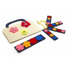 Обучающая игра из фетра Сумка-игралка Smile Decor "Цветы" на липучках, учим цвета, развитие мелкой моторики