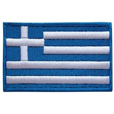 Нашивка (шеврон, патч) на термослое, Стежкофф, "Флаг Греции", 8,5х5,3 см, 1 штука