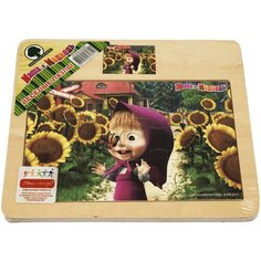 Пазл для малышей, деревянный пазл, Маша и Медведь, 12 деталей Играем вместе