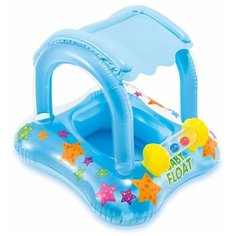Надувной детский круг-плот с навесом Baby Float 56581 Синий Intex