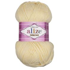 Пряжа Alize Cotton gold, 55 % хлопок, 45 % акрил, 100 г, 330 м, 2 шт., 01 молочный