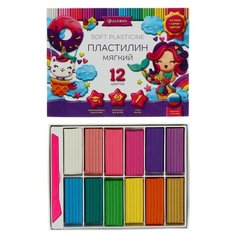 GLOBUS Пластилин GLOBUS, мягкий, 12 цветов, 240 г, со стеком Глобус