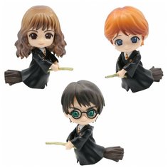 Набор фигурок Гермиона, Рон и Гарри Поттер на метле - 15 см. Noname