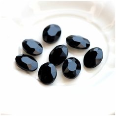 Декоративные кристаллы для рукоделия стеклянные овал 10 шт размер 18х13 мм, цвет Jet - черный непрозрачный КафеБижу