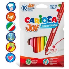 Фломастеры 10 цветов Carioca Joy, 2.6 мм, смываемые, картон, европодвес./В упаковке шт: 1