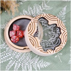 Дайс трей - кейс для кубиков "Мяумагия" / dice case / dice tray / ДнД / Pathfinder / dungeon and dragons / дайсы / D20 Чудеса леса