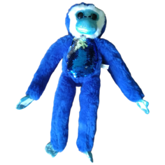 Мягкая игрушка плюшевая обезьянка, с пайетками , 40 см, синяя Sb Toys