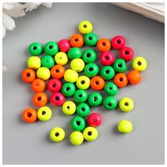 Бусины для творчества дерево "Шарики цветные неон" набор 10 гр d=0,8 см Magic