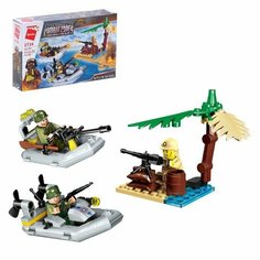 Конструктор Военные «Штурм острова», 3 минифигуры, 92 детали (комплект из 3 шт) Qman