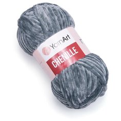 Пряжа YarnArt Chenille, 100г, 90м (100% микрополиэстер) (560 серый), 5 мотков