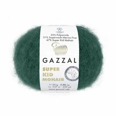 Пряжа GAZZAL SUPER KID MOHAIR (Gazzal), изумруд - 64418, 47% супер кидмохер, 31% тонк. мерин. шерсть супервош, 22% полиамид, 6 мотков, 25 г, 237 м.