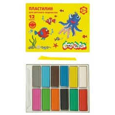 Пластилин 12 цветов 180 г "Каляка-Маляка", со стеком Нет бренда