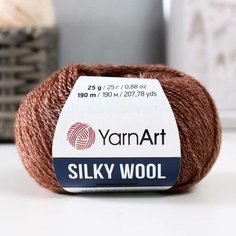 Пряжа "Silky Wool" 35% силк район, 65% мерино. вул 190м/25г (336 коричневый) 9464945 Yarn Art