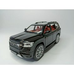 Коллекционная машинка игрушка металлическая Toyota Land Cruiser для мальчиков масштабная модель 1:24 черная Alexplay