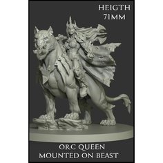 Миниатюра для настольных игр "Orc Queen Mounted on Beast" ДнД / Dungeons & Dragons, нри. Нет бренда