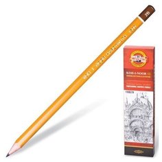 Карандаш чернографитный KOH-I-NOOR 1500, 1 штука, 2B, без резинки, корпус желтый, заточенный (150002B01170RU)