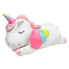 Единорог / Мягкая игрушка единорог / Игрушка антистресс / Плюшевая игрушка единорог / Спящий единорог белый 60 см Россия
