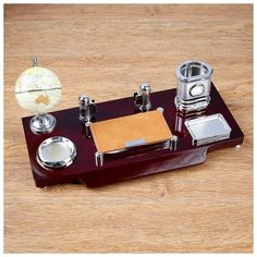 Набор настольный 7в1(часы, лок д-бумаги, визитица, глобус, подст д-печати, каранд) 40x20x17, микс Без бренда