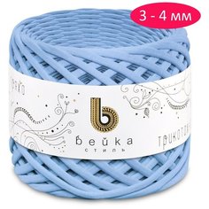 Пряжа Бейка Стиль трикотажная 3-4 мм, 100 % хлопок, 165 г, 100 м, 1 шт., бледно-васильковый