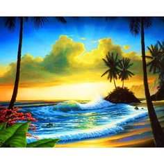 Алмазная мозаика "закат на пляже", 28х38см Diamond Painting