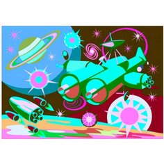 Набор для творчества Картина по номерам для малышей Космический корабль Ркн-101 Lori