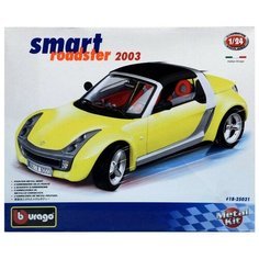 Сборная металлическая модель автомобиля Smart Roadster желтая Bburago 18-25021